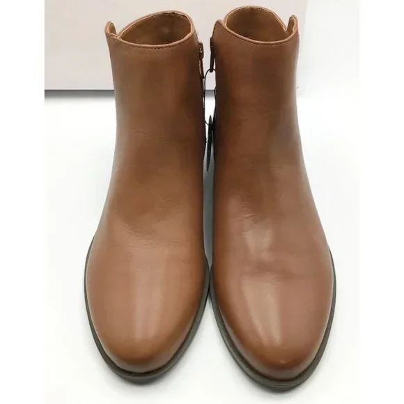 Alfani Step n Flex Genuine Leather Boots Womens 9.5 Cognac Brown Ankle Bootie - Picture 7 of 13